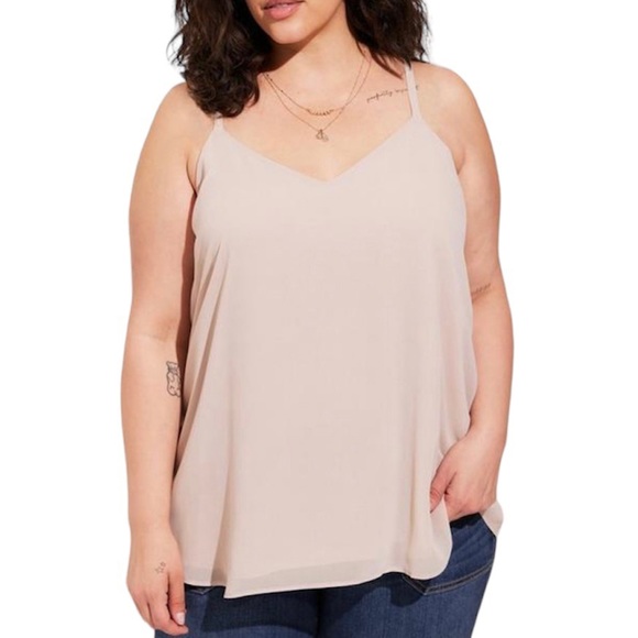 Torrid Women’s Plus Size Tan Sophie Chiffon Swimg Cami Top Size 1X 2X 3X - Picture 1 of 12